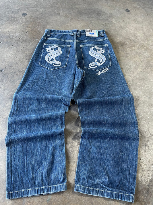 00’s Baggy Dark Southpole Jeans 34x30