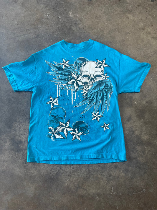 Blue Skulls And Stars Shirt XL