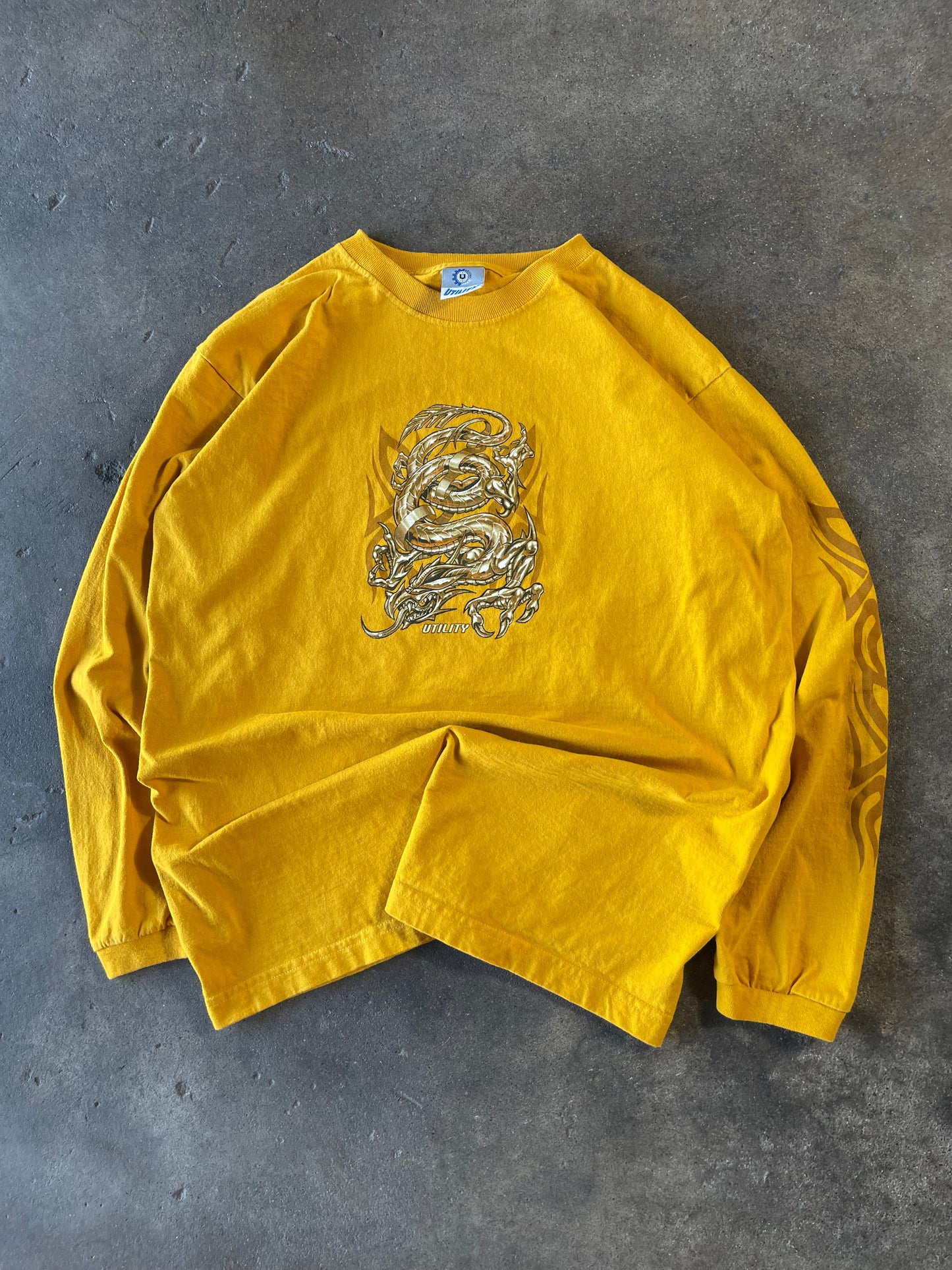 Vintage Yellow Utility Dragon Long Sleeve Large