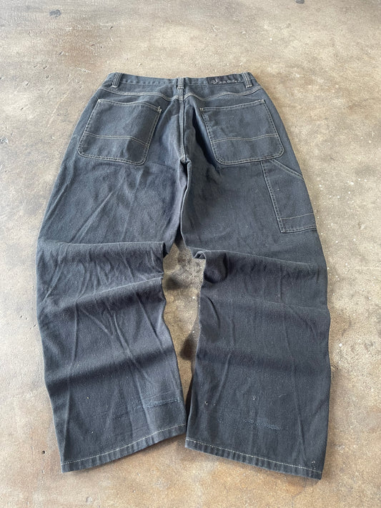 00’s Baggy Black Raw Edge Jeans 34x30