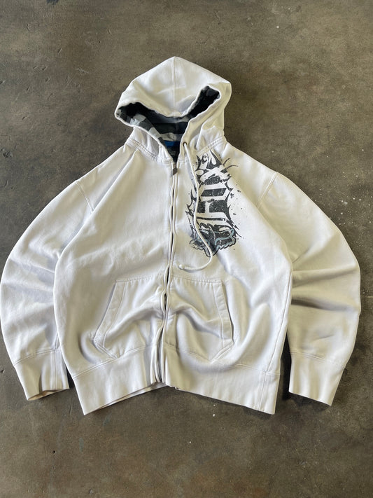 00’s White Fox Zip Up Hoodie XL