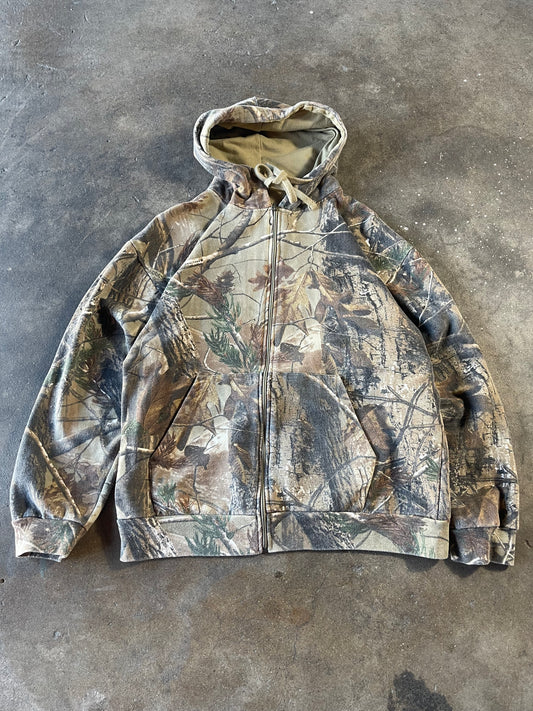 00’s Camo Zip Up Hoodie Medium