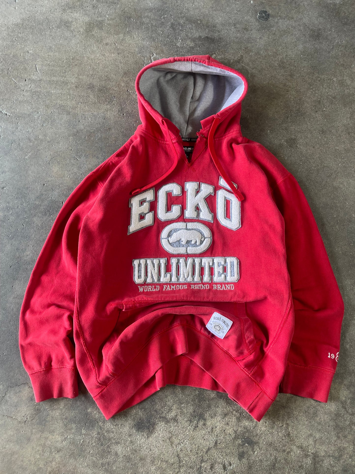 00’s Cherry Red Ecko Embroidered Hoodie Large