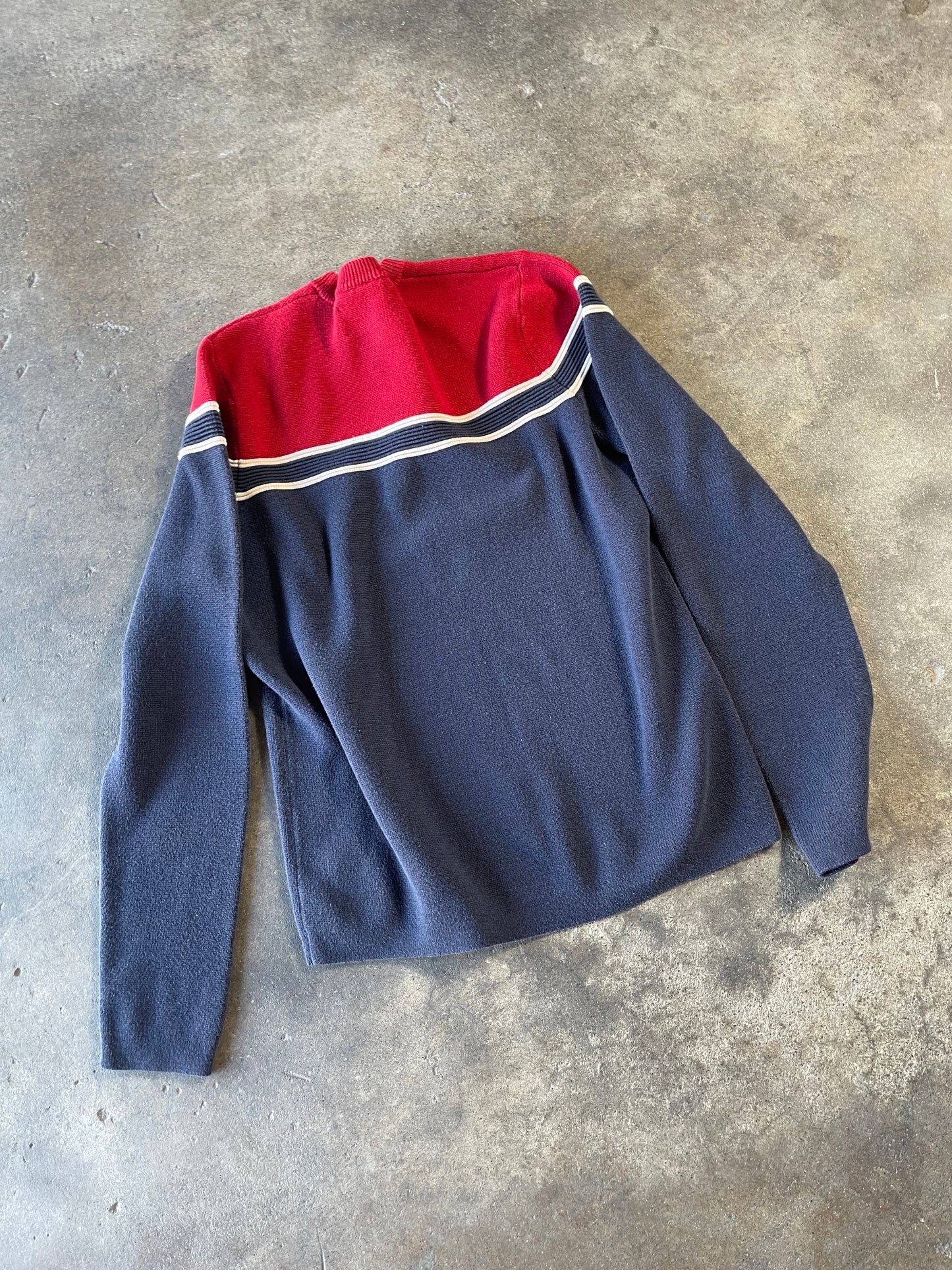 Vintage Red n Navy Striped Sweater Medium