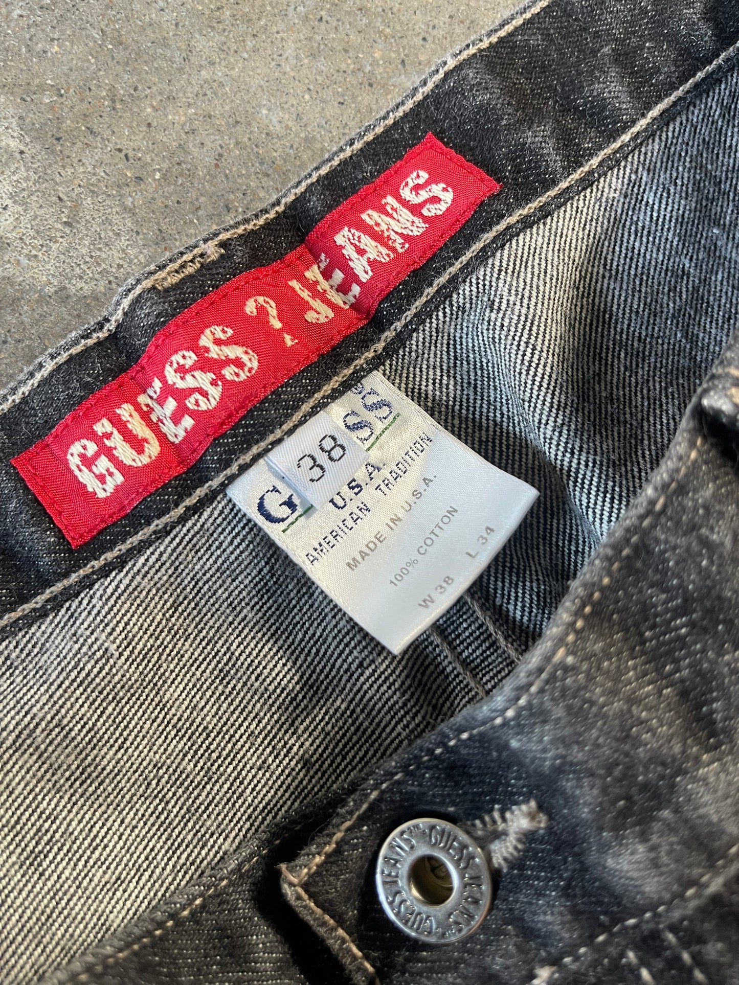 Vintage Black Baggy heavyweight Guess Carpenter Jeans 38x33