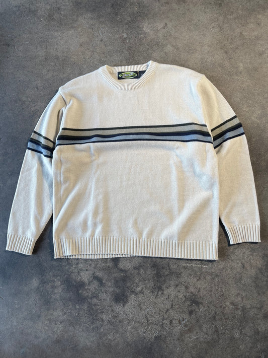 Vintage White Out Striped Sweater Large