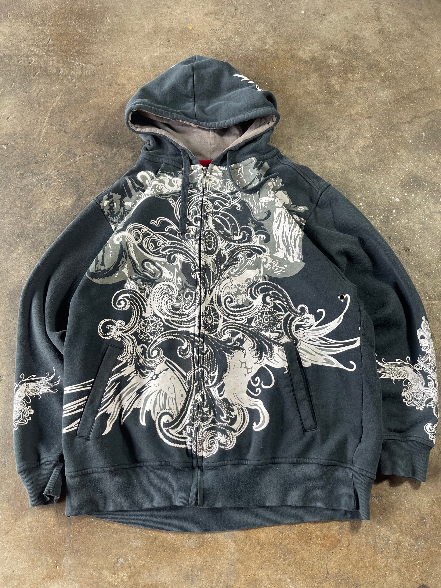 00’s AOP Rhinestoned Zip Up Hoodie XL