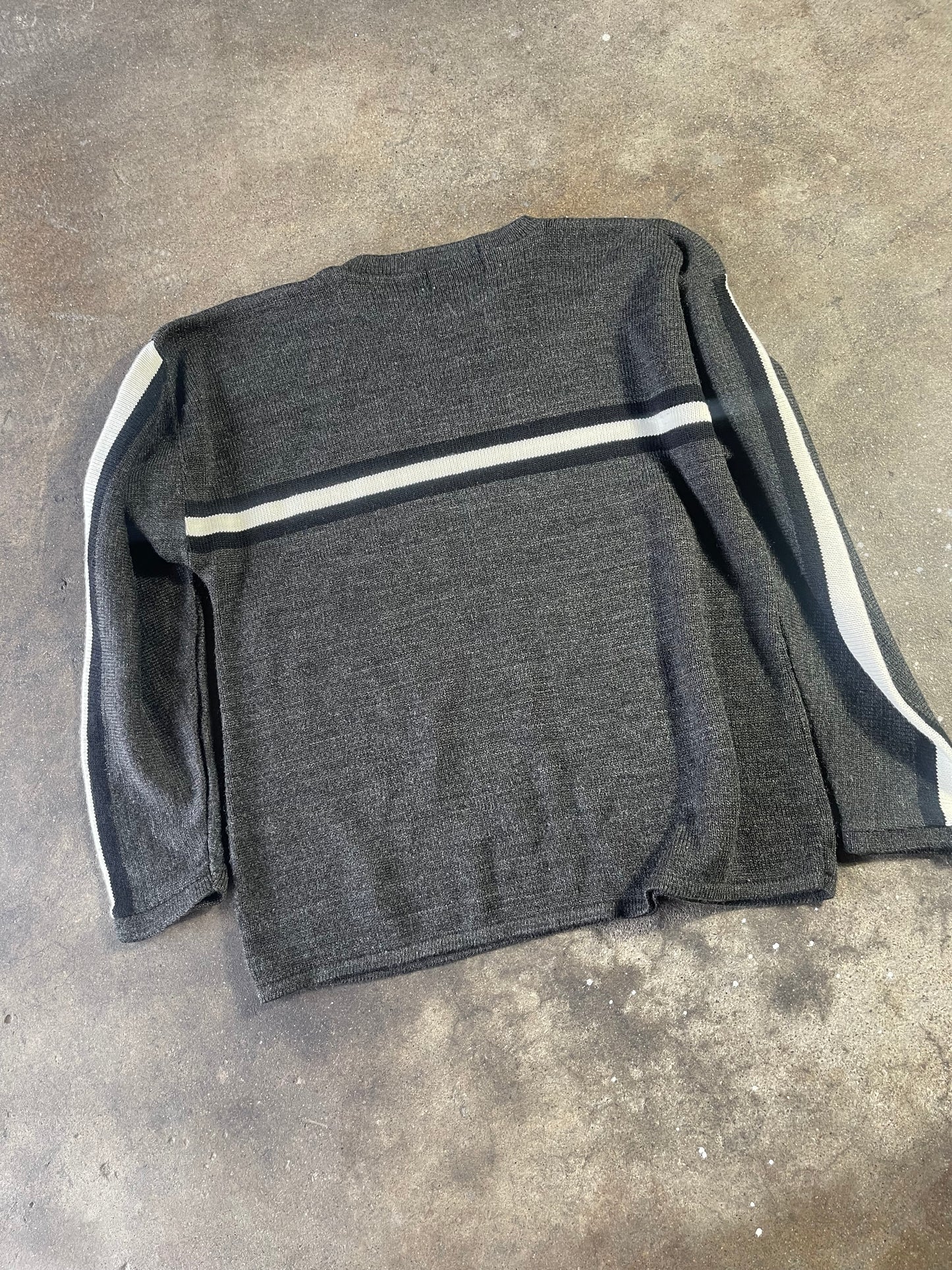 00’s Gray Striped Utility Sweater Medium