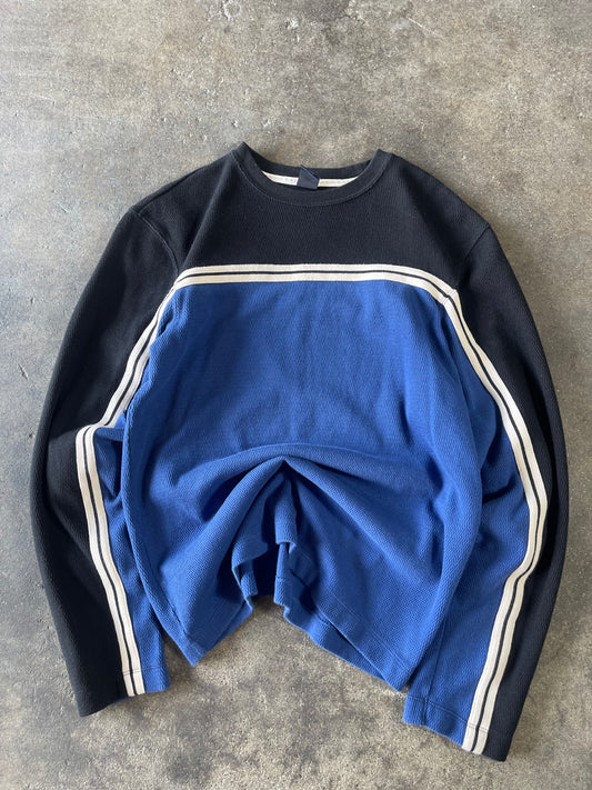 00’s Black n Blue Striped Sweater Medium