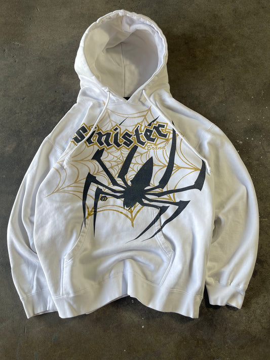 00’s White Sinister Spider Hoodie Large