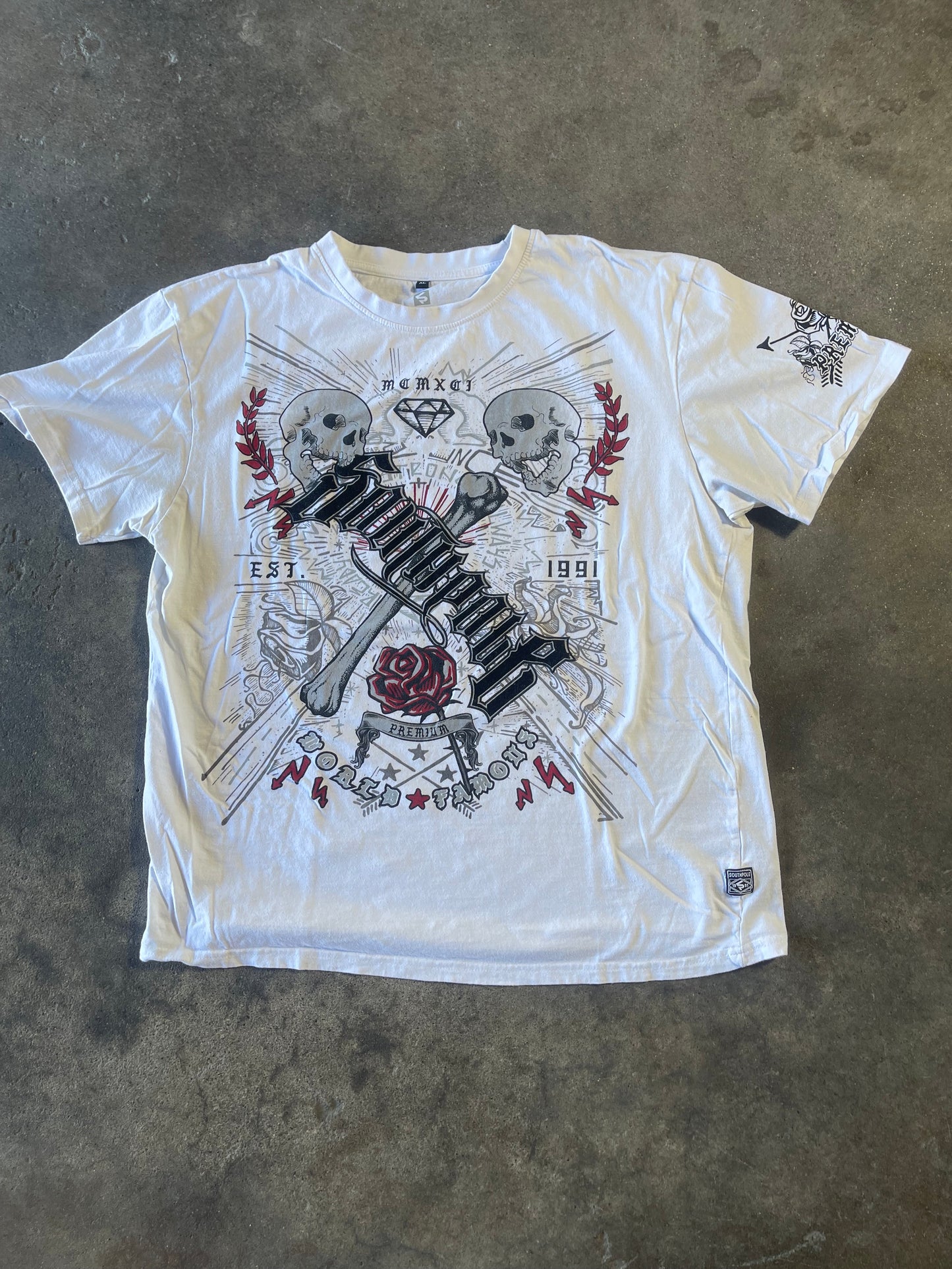 White Southpole Skull Tee XL