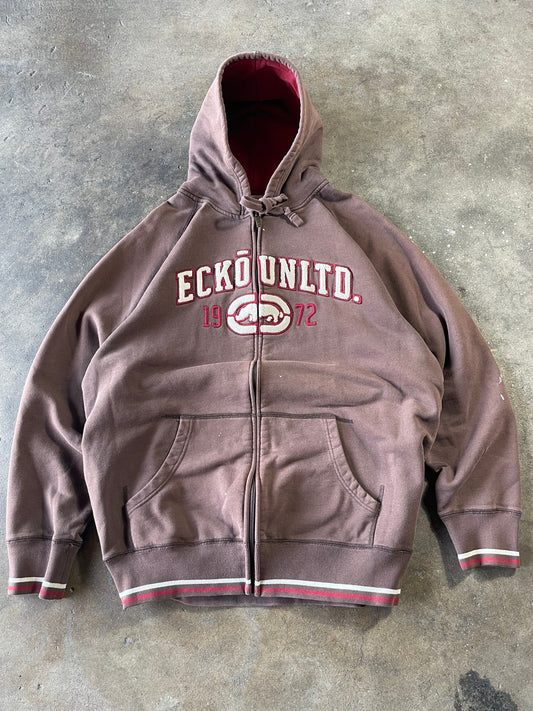 00’s Brown Ecko Striped Hoodie XL