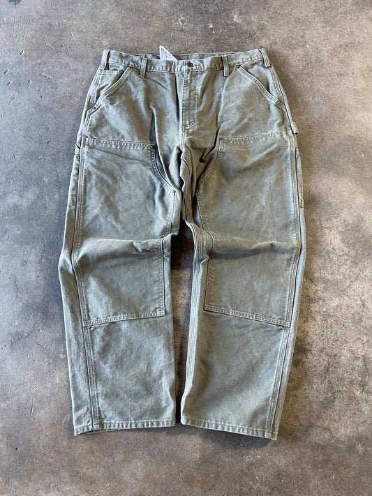 Olive Green Carhartt Double Knee Carpenters 37x30