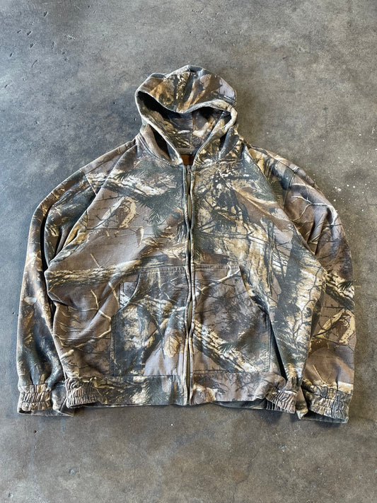 Vintage Cropped Camo Zip Up XL