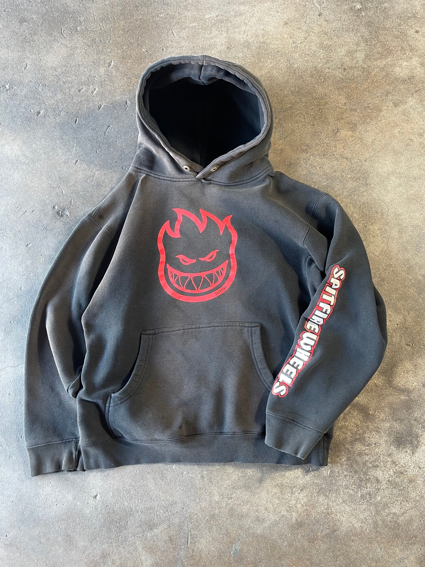 00’s Black Sun Faded Spitfire Hoodie Medium