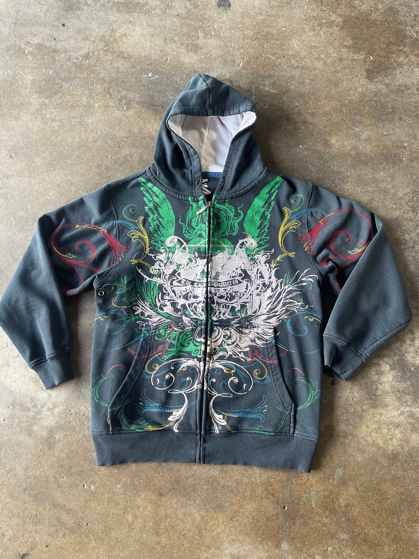 Colorful Winged Embroidered Zip Up
