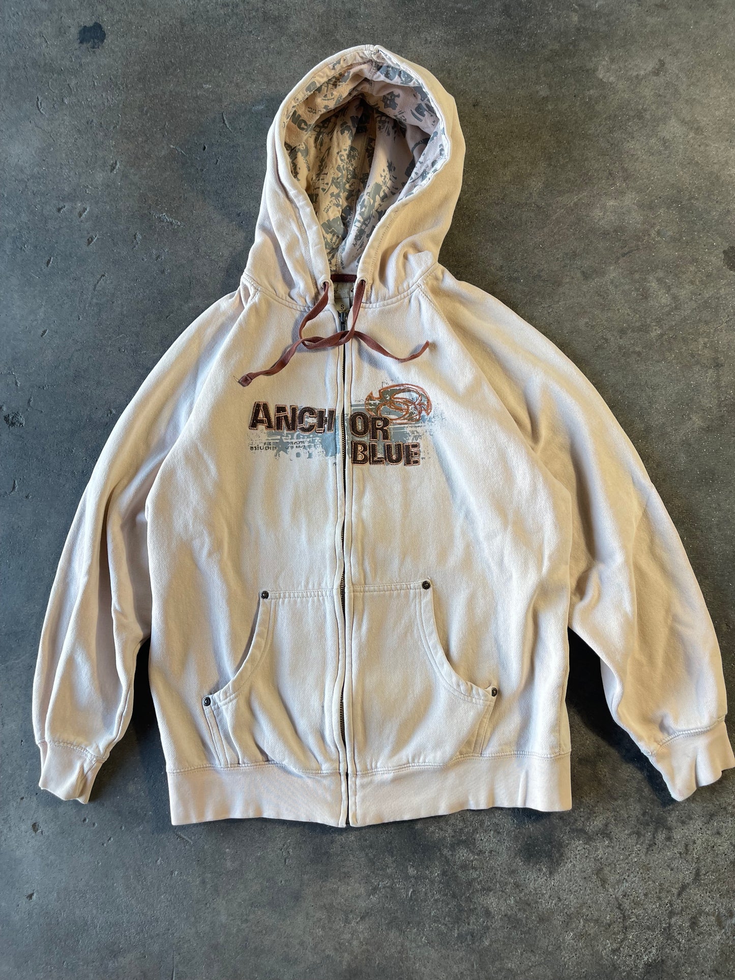 00’s Cream Anchor Blue Zip Up