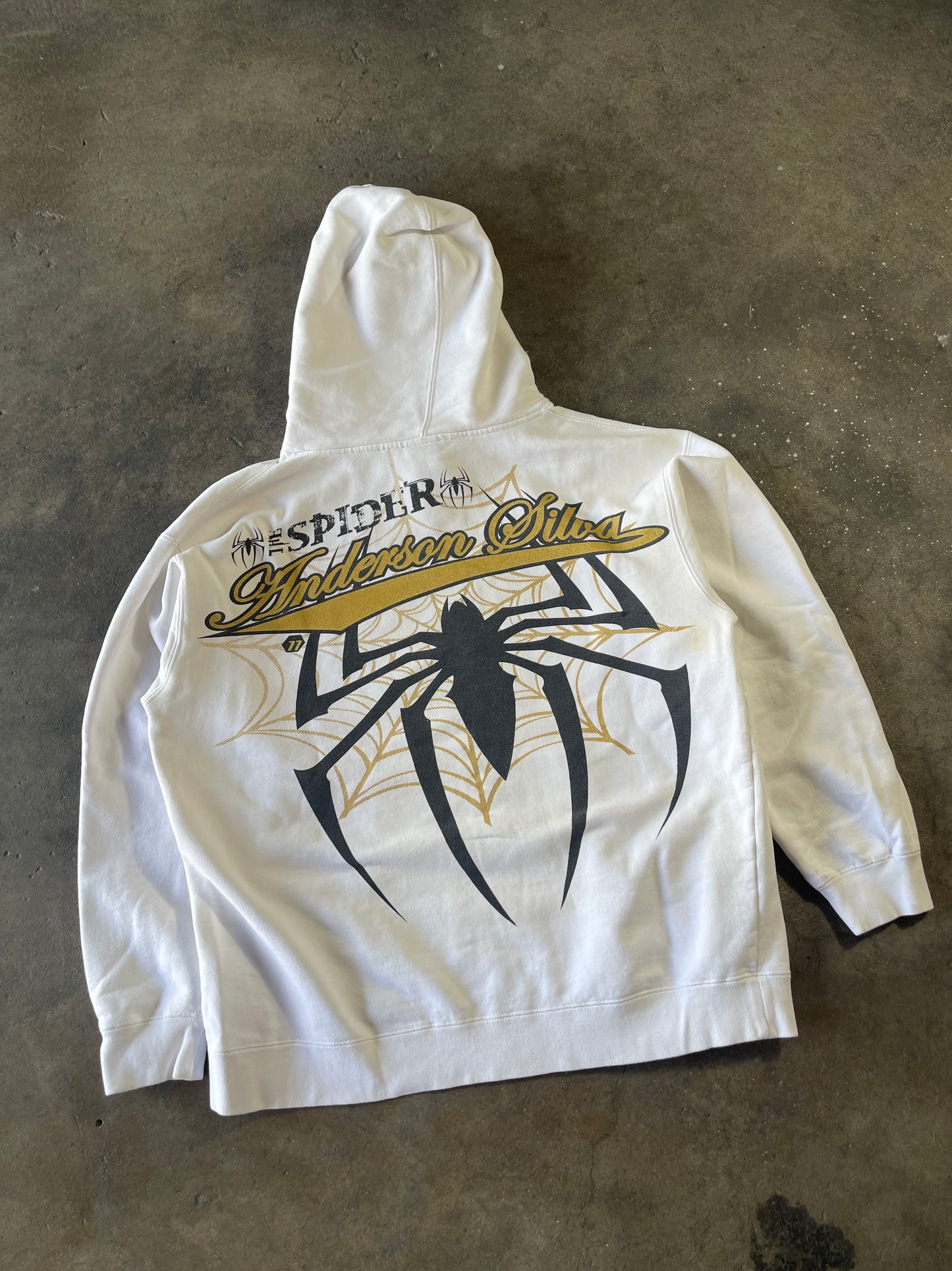 00’s White Sinister Spider Hoodie Large