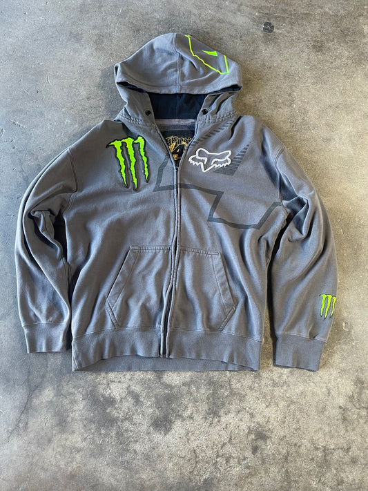 Monster x Fox Embroidered Zip Up Hoodie XL