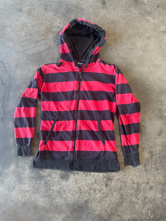 Red Striped Zip Up Small